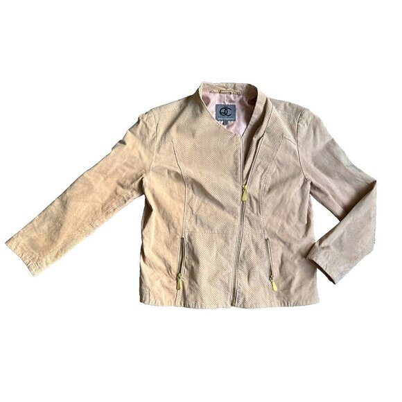 2/$18 SALE Queens Collection Queen Latifah Moto Jacket XL Leather Peach Pink Vtg - Picture 1 of 10